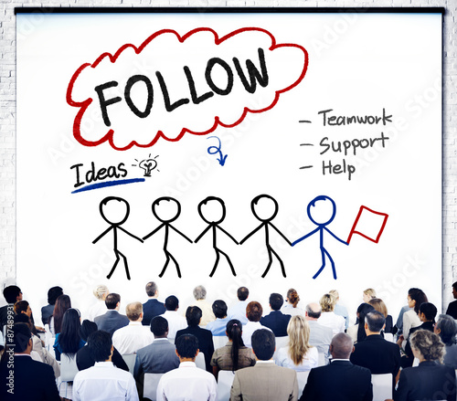 Follow Support Ideas Teamwork Social Media Concept