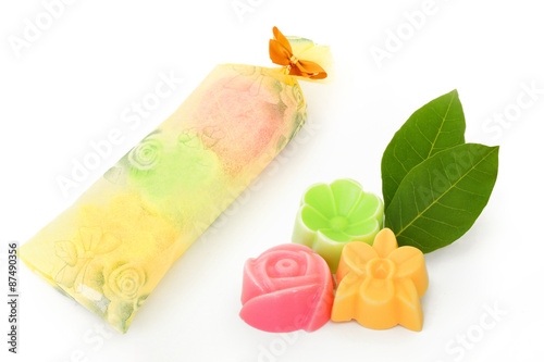 Natural herb soaps isolate on a white background
