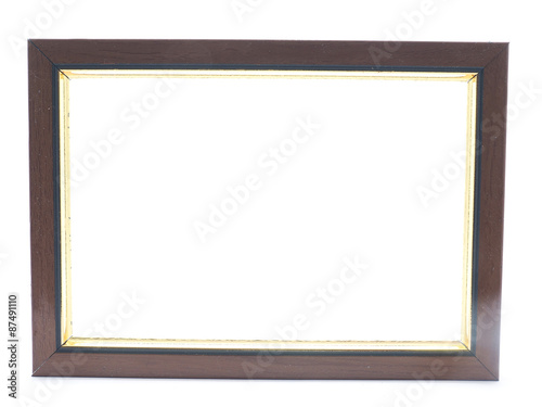 Wooden photo frame on a white background