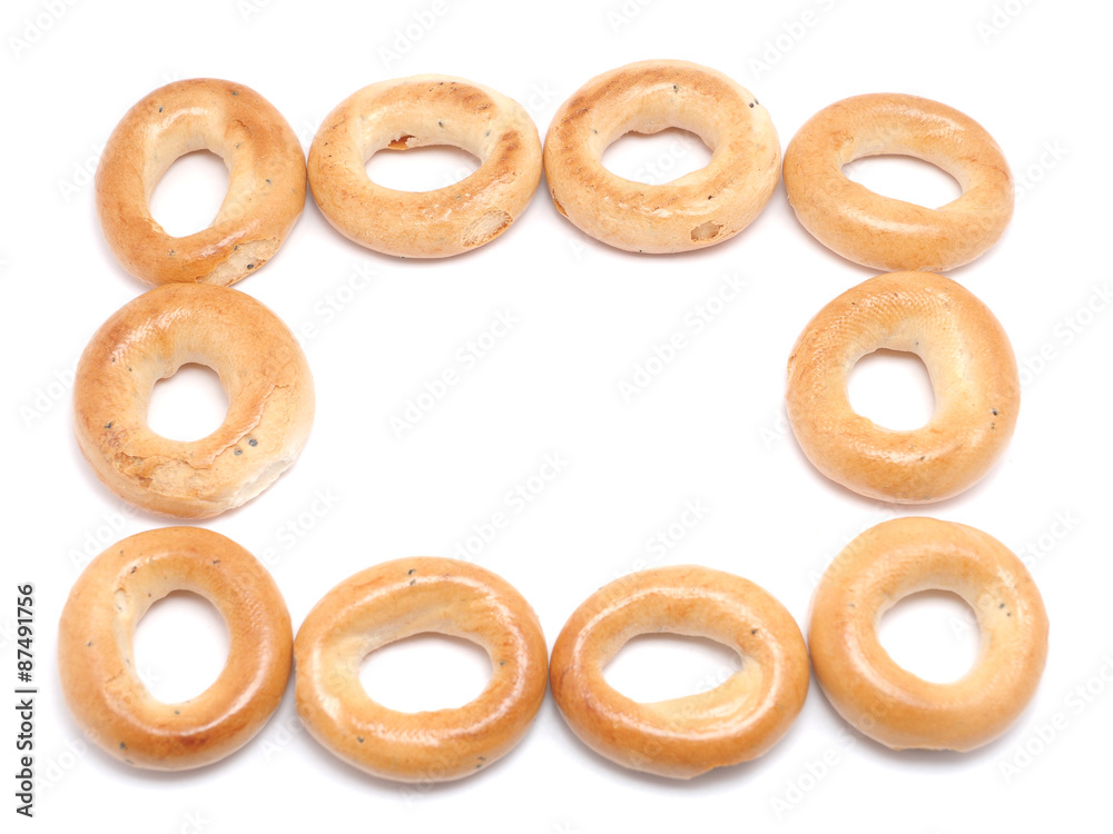frame of crackers on a white background frame of crackers on a white background