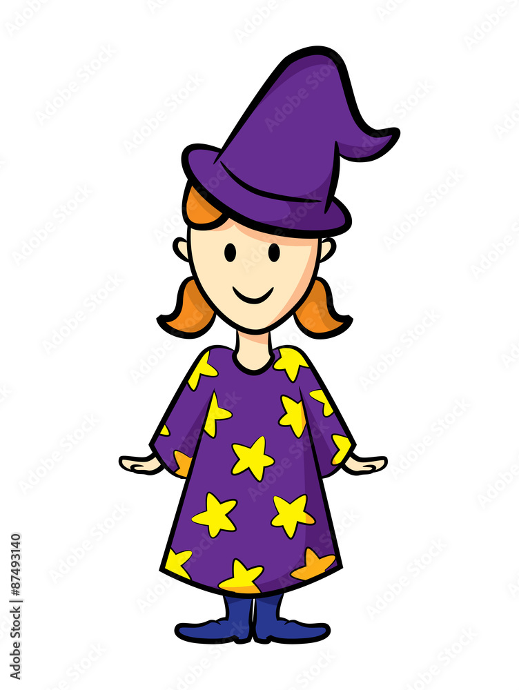 cute girl wearing witch costume