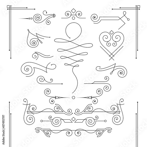Vector set of elegant curls and swirls. Elements for design