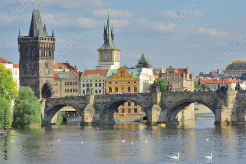 View of colorful old town and Prague castle with river Vltava, Czech Republic © Alexey Pavluts