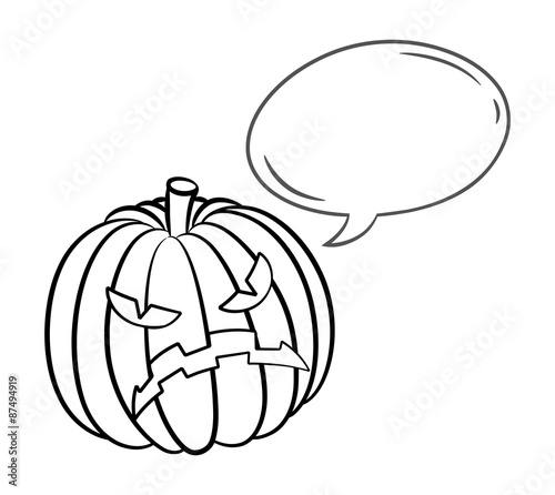 Halloween pumpkin with bubble speech