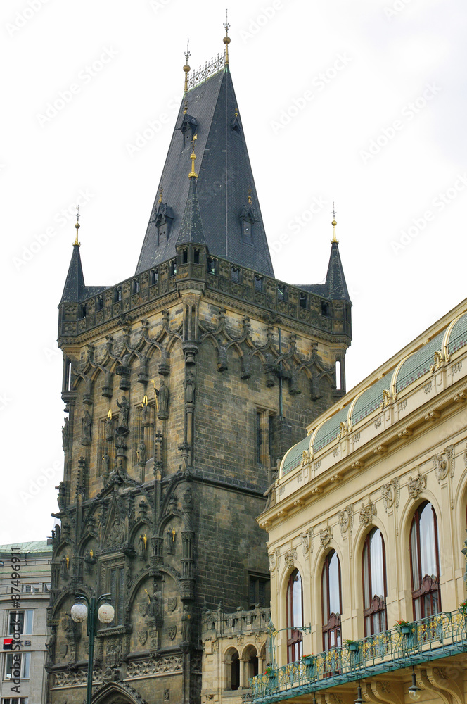 View of The Powder Tower in Prague
