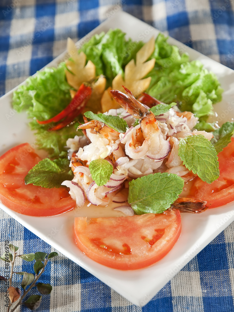 Shrimp with lemon grass under spicy dressing. Thai food Shrimp with lemon grass under spicy dressing. Thai food
