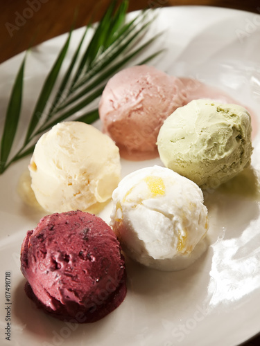 set of scoops of homemade ice cream