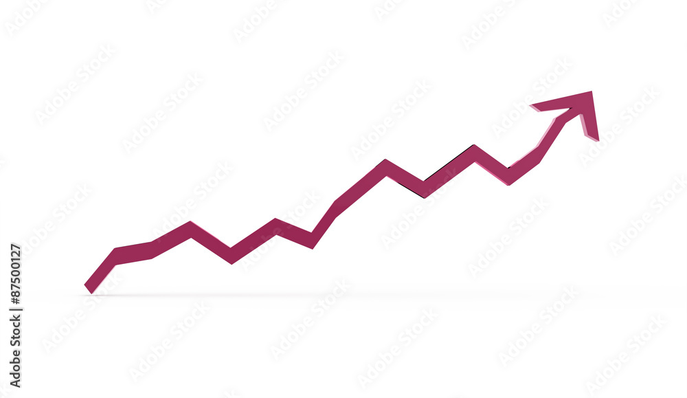 Pink business graph chart arrow rendered Pink business graph chart arrow rendered