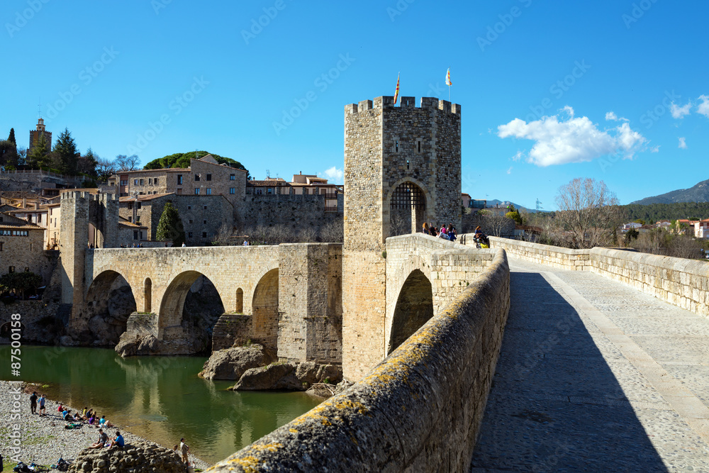 Old bridge and Fortress. Besalu, Spain