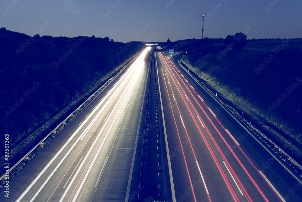 highway at night time exposure