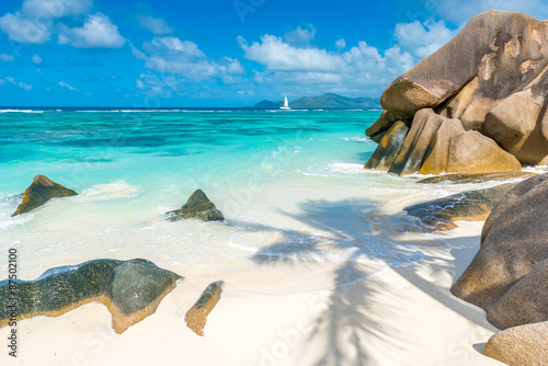 Anse Source d'Argent - Beach on island La Digue in Seychelles