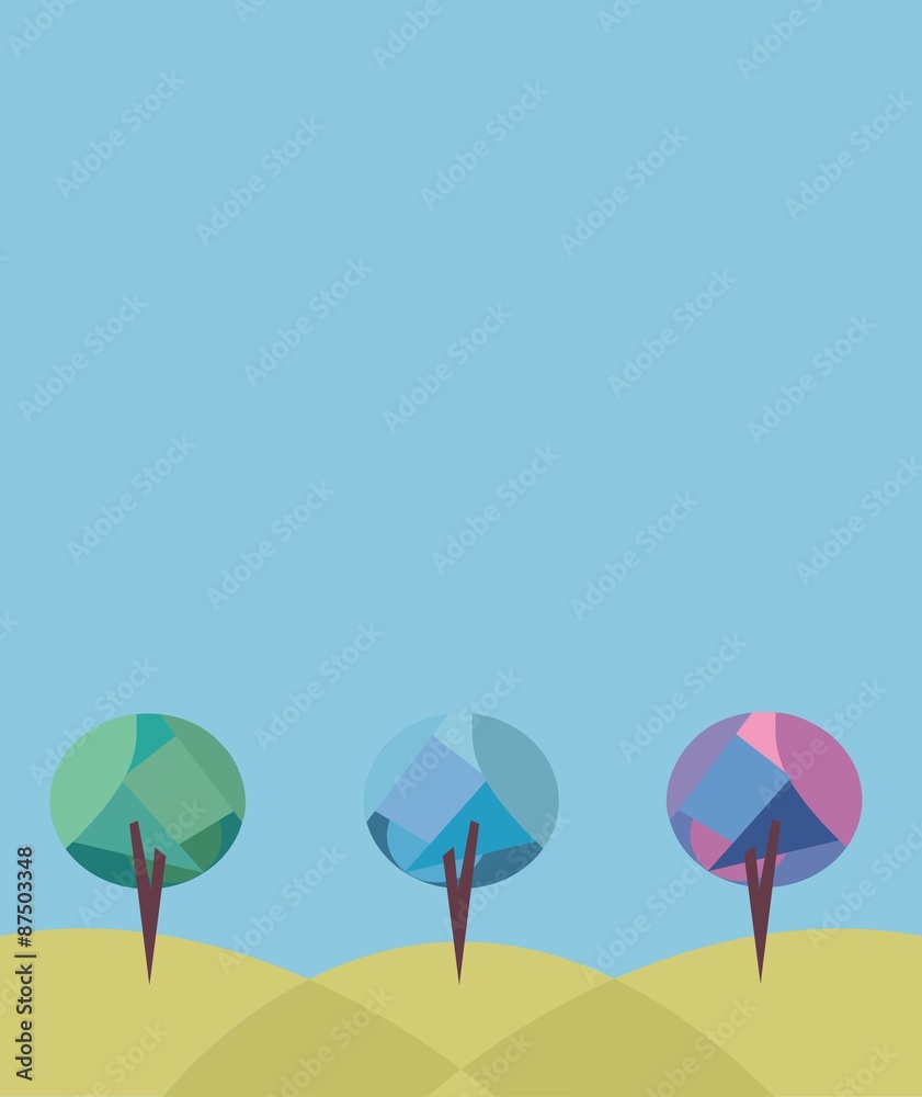 Vector abstract trees on a blue background with space for text