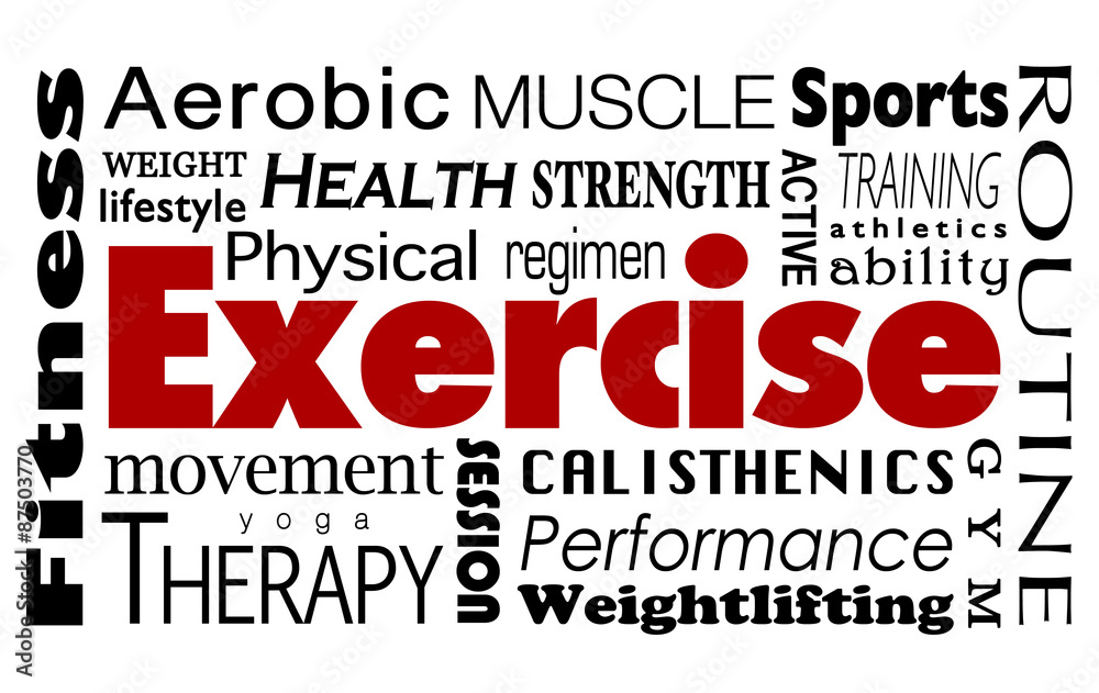 Exercise Word Collage Healthy Lifestyle Physical Fitness Regimen Stock  Illustration