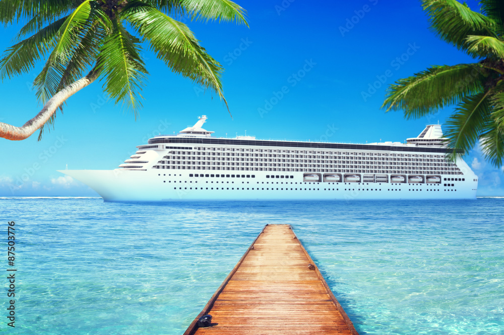 Fototapeta premium Yacht Cruise Ship Sea Ocean Tropical Scenic Concept