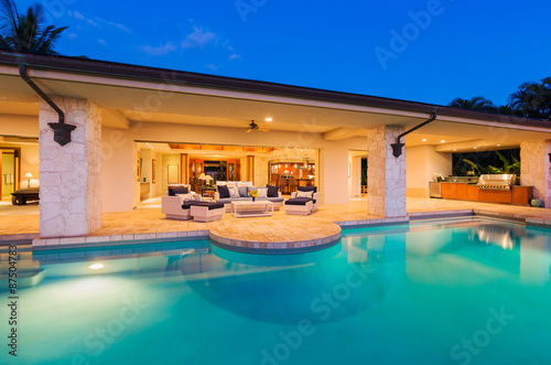 Luxury Home with Pool at Sunset © EpicStockMedia