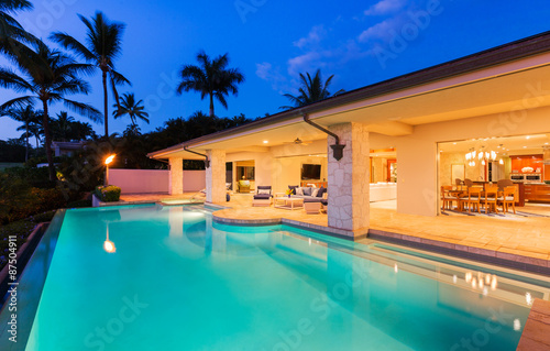 Luxury Home with Pool at Sunset