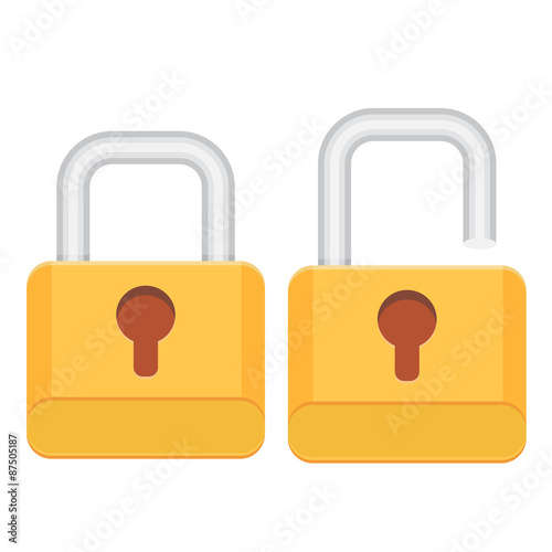 Opened and closed locks. Flat locks