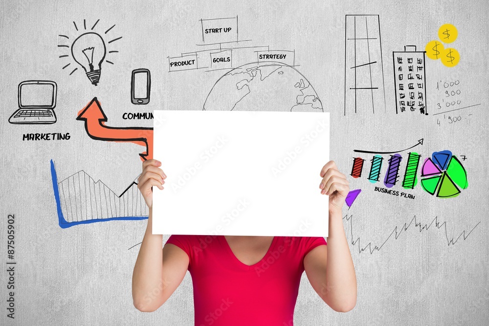 Composite image of woman in pink t-shirt showing card Composite image of woman in pink t-shirt showing card