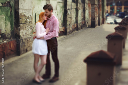 cute romantic gentle beautiful redhead stylish girl and her boyf © syrotkin