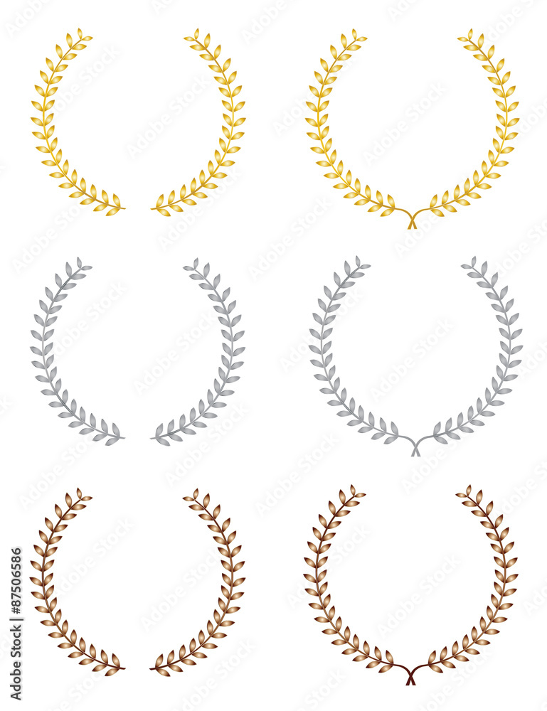 gold silver and bronze laurel wreaths vector eps 10 gold silver and bronze laurel wreaths vector eps 10
