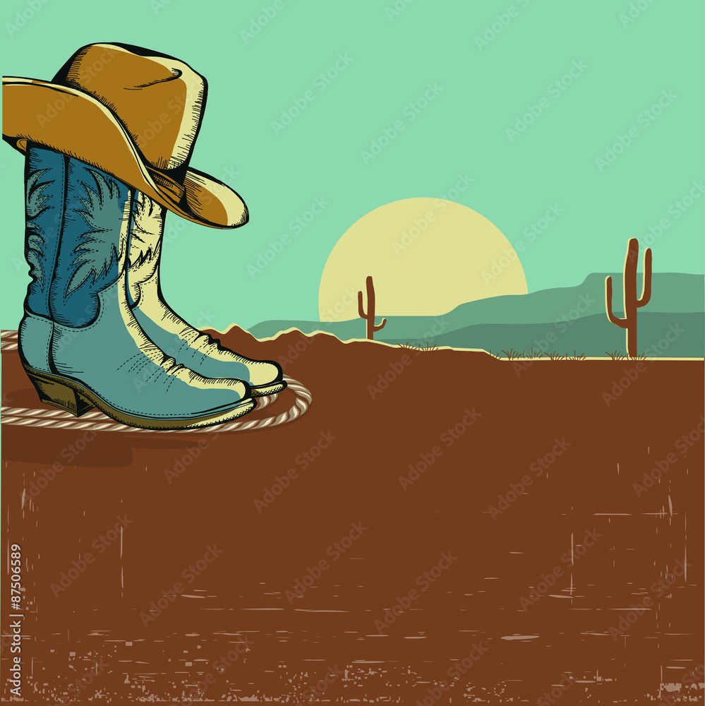 western image illustration with desert landscape