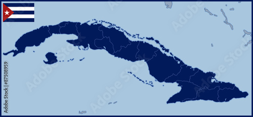 Blank Map of Cuba with Flag
