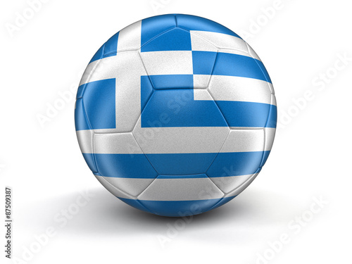Soccer football with Greek flag