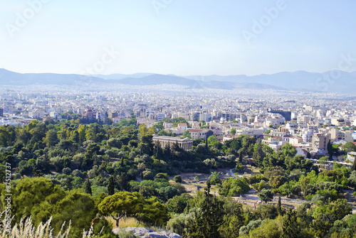 cityscape of Athens Greece with the Temple of Hephaestus view 