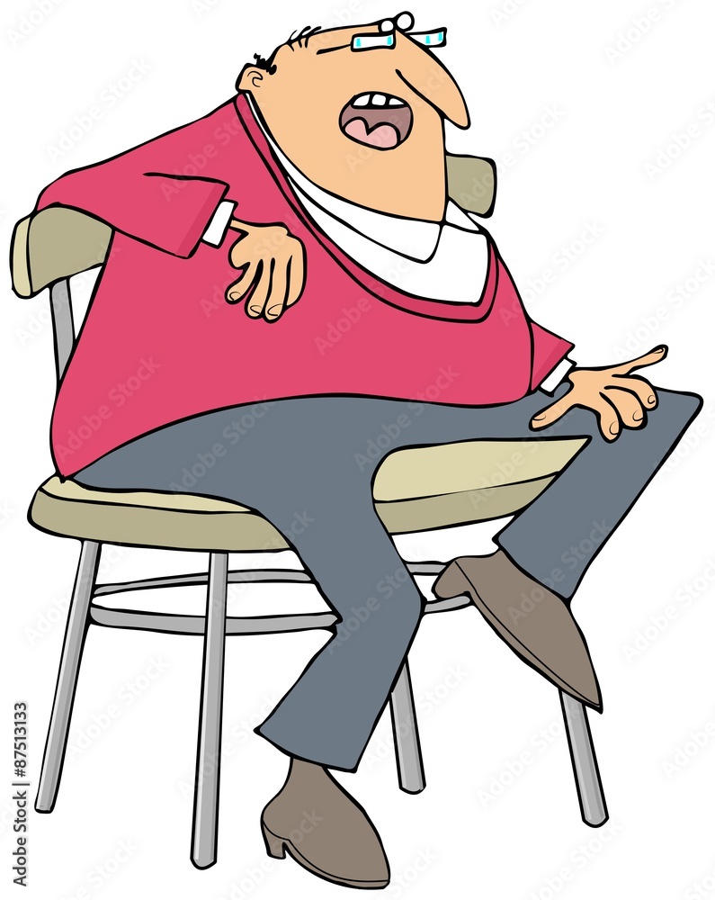 Fototapeta premium Chubby man sitting on a stool