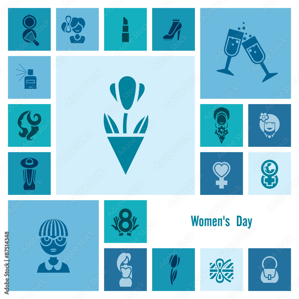 Womans Day Icon Set Womans Day Icon Set
