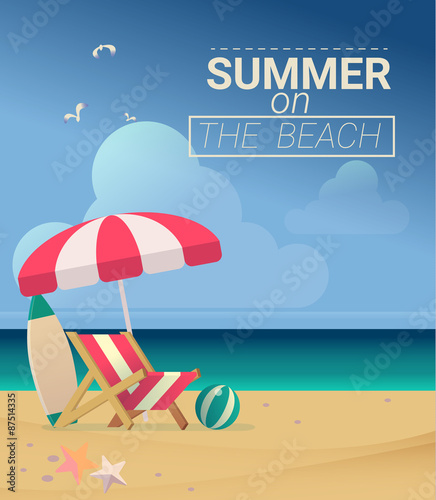 summer holiday in beach vector illustration