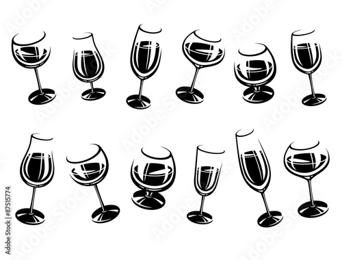 Alcoholic glass collection. Vector
