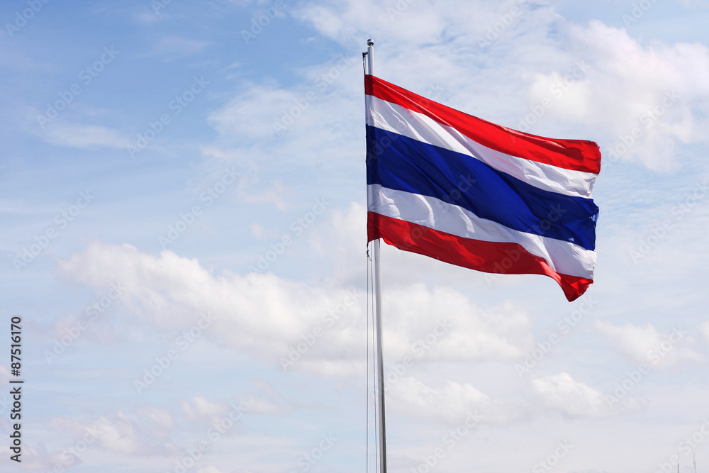 thai flag at blue sky 