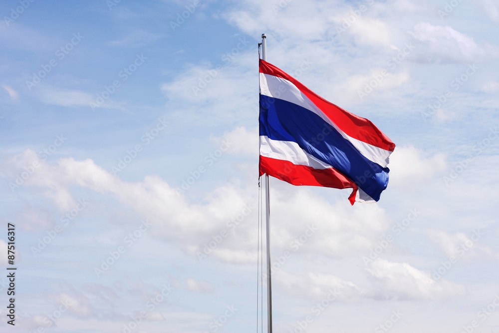 thai flag at blue sky 