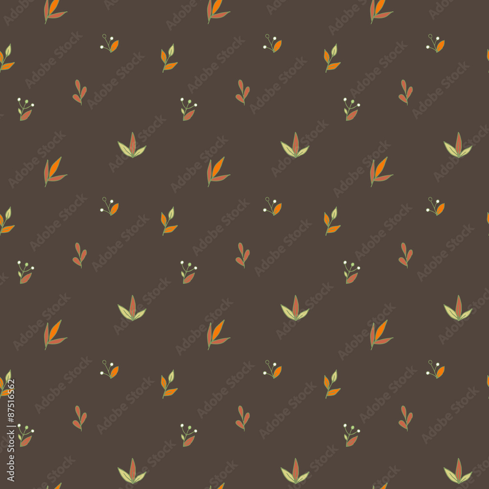 Vector seamless pattern of a variety of hand-drawn leaves and branches. Doodle Vector seamless pattern of a variety of hand-drawn leaves and branches. Doodle
