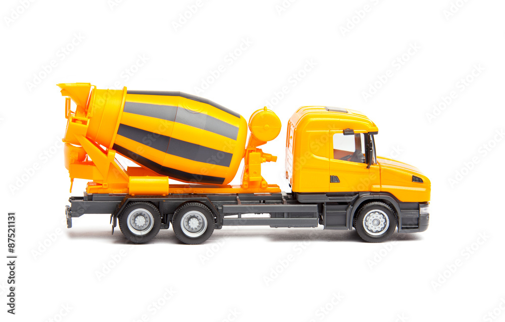 toy yellow truck concrete mixer