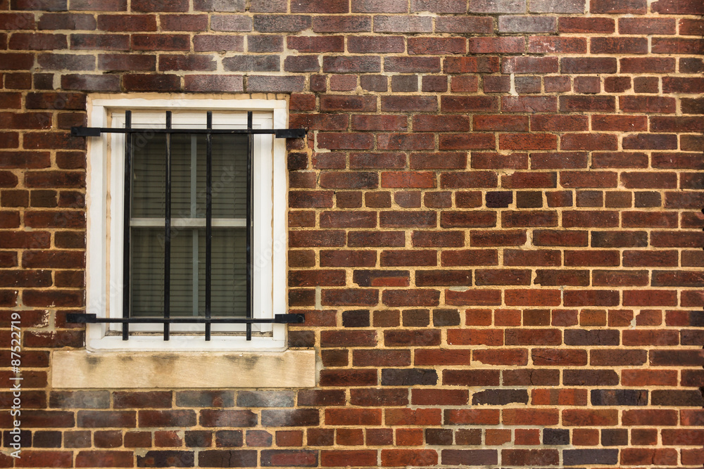 Old Window on Brick Wall for Background Old Window on Brick Wall for Background