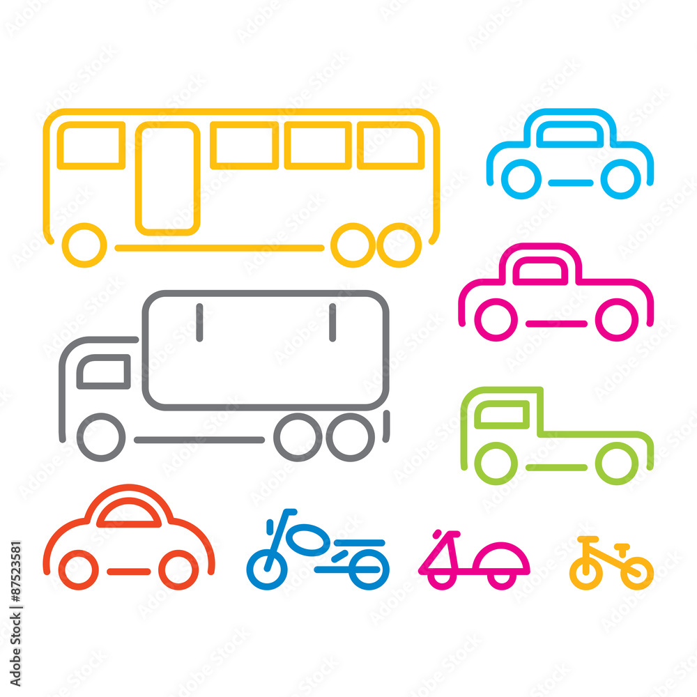 Vehicle icon set, vector Vehicle icon set, vector
