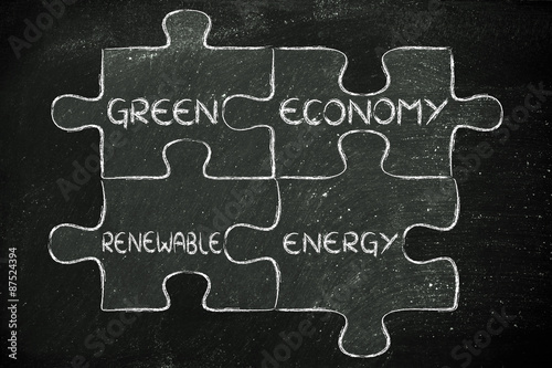 environmental awareness puzzle: green economy and renewable ener