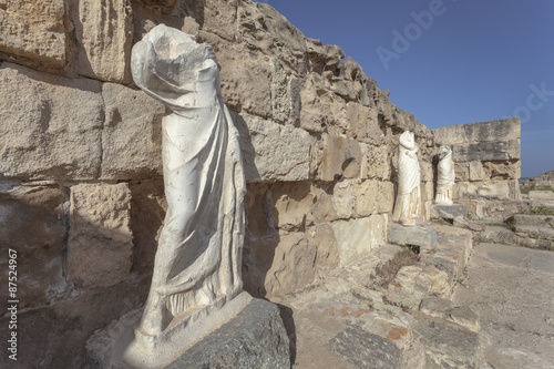 Statues in the great complex of roman gymnasium in ancient Salamis, North Cyprus