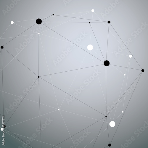 Complicated abstract grayscale 3D shape, vector digital lattice