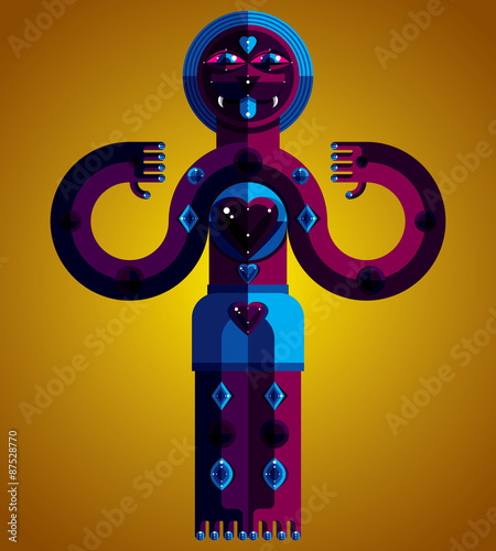 Vector avant-garde illustration of mythic person, pagan symbol.