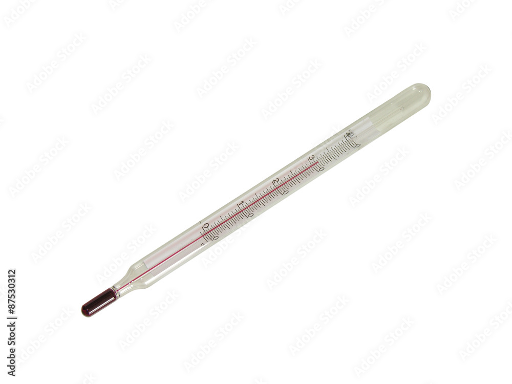 A thermometer to measure the body temperature of animals on a white background A thermometer to measure the body temperature of animals on a white background