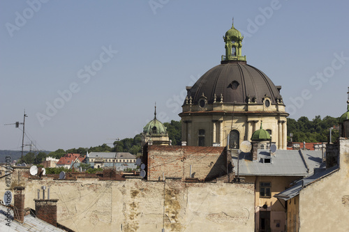 Dome of the Dominican Cathedral in Lviv.Western Ukraine