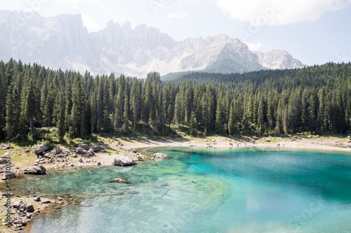 Karersee   Lago di Carezza in the Dolomites in South Tyrol  Italy
