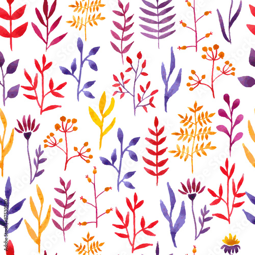 Vector watercolor floral pattern.
