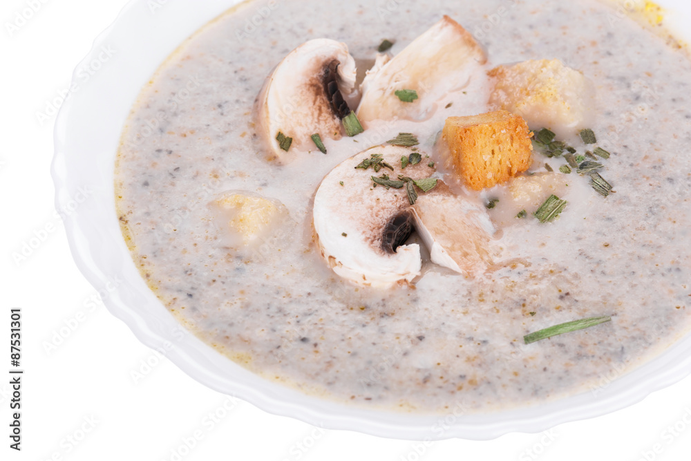 Mushrooms cream soup with agaric