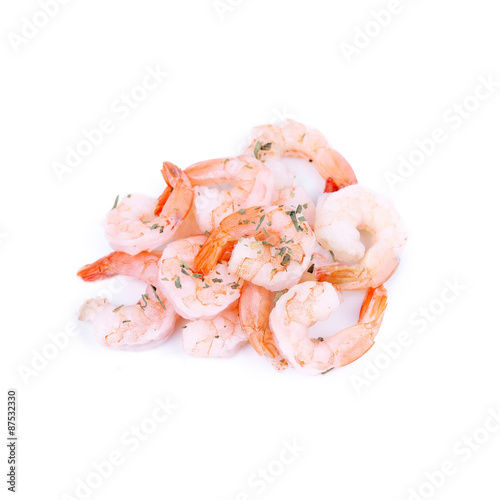 Closed-up shrimps isolated on white