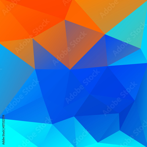 Abstract orange and blue geometrical background. Triangles