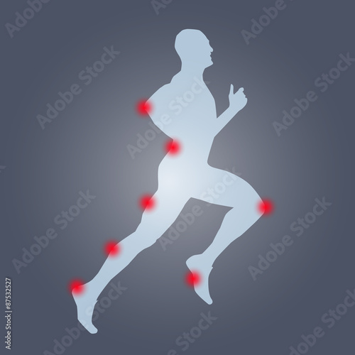 Runner silhouette anatomy. Pain, sport, run, health, hurt,ache